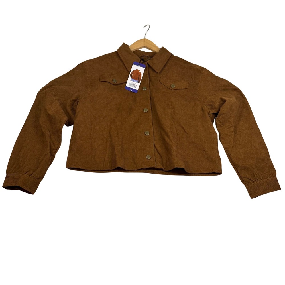 Wrangler Brown Corduroy Trucker Jacket Womens Large NWT Western Boho Cropped